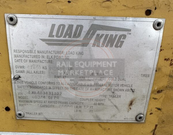 2001 LoadKing 403/4 DFPR 40T Load King Tri Axle Hyd Folder w/ Rail REM_1835-TR - Image 5