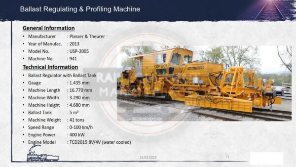 2013 Plasser & Theurer USP-2005 Plasser USP-2005 Ballast Distrubuting & Profiling REM_1865-BR